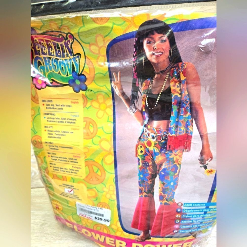 Rubies Women's hippie flower power feeling groovy costume one size up to size 12